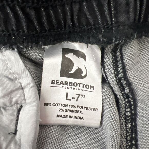 Bearbottom Shorts Men Large Inseam 7" Black Pull On Drawstring Stretch Bottoms - Picture 3 of 10